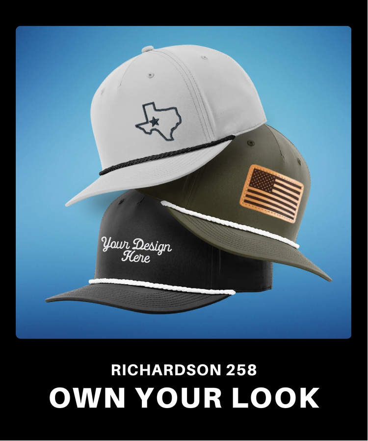 Custom embroidered hats for businesses — logo embroidery from 12 pieces