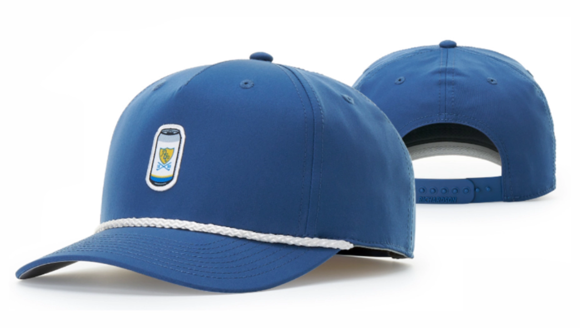 Blue Richardson 258 rope cap with a logo