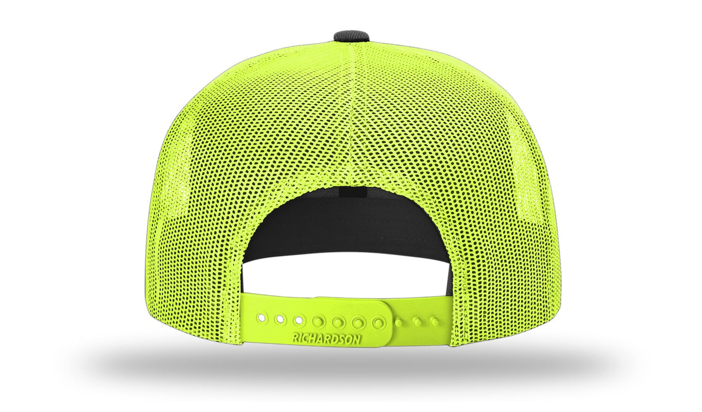 Richardson 511 Solid Black-NeonYellow - BACK