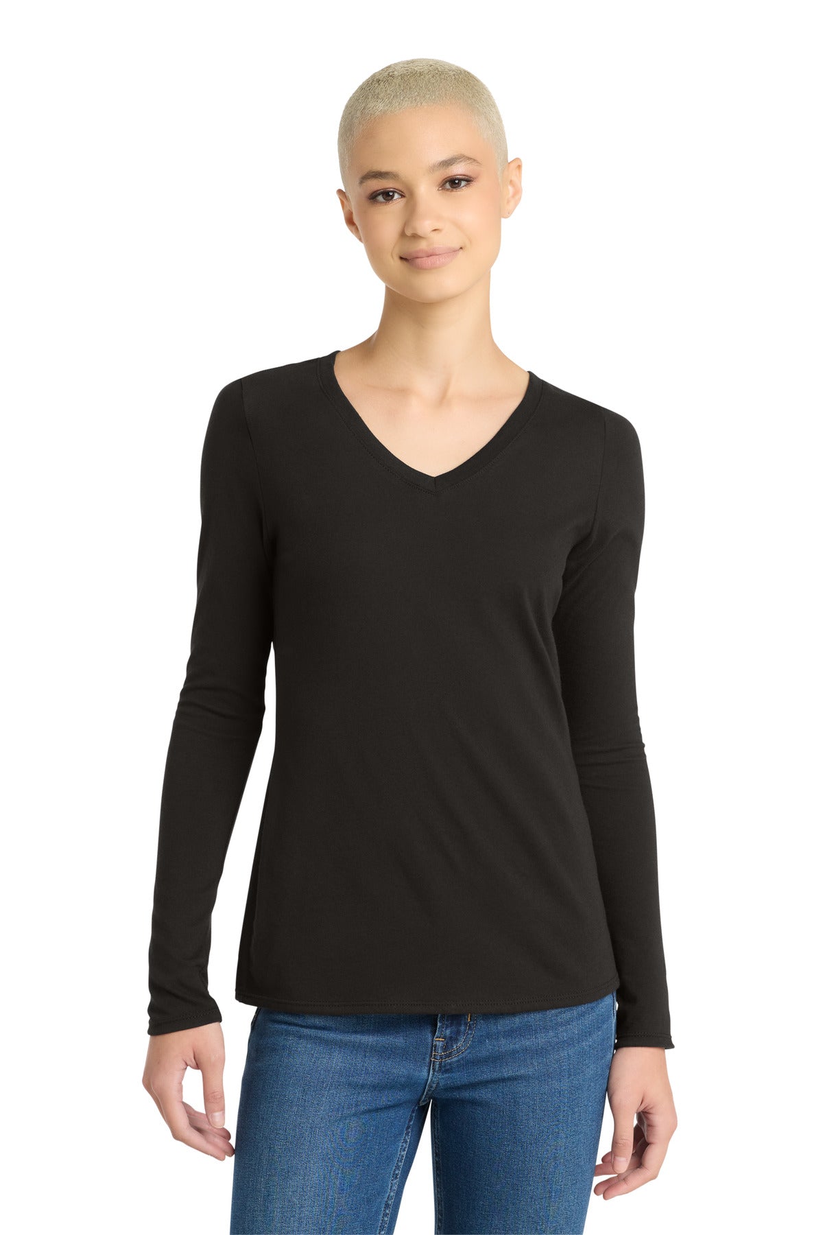 District Women's Very Important Tee Long Sleeve V-Neck. DT6201