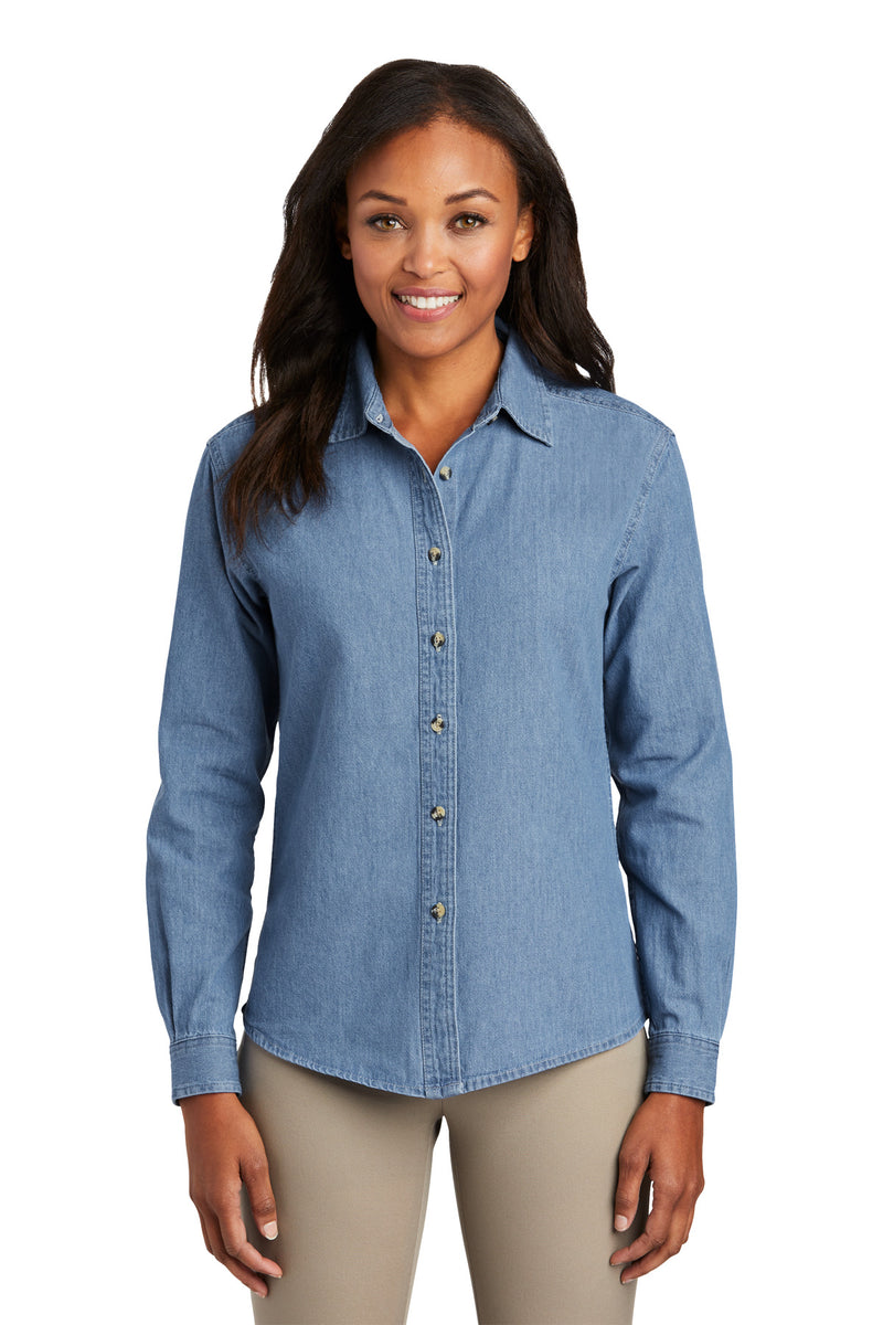 Port & Company Women's Long Sleeve Value Denim Shirt.  LSP10
