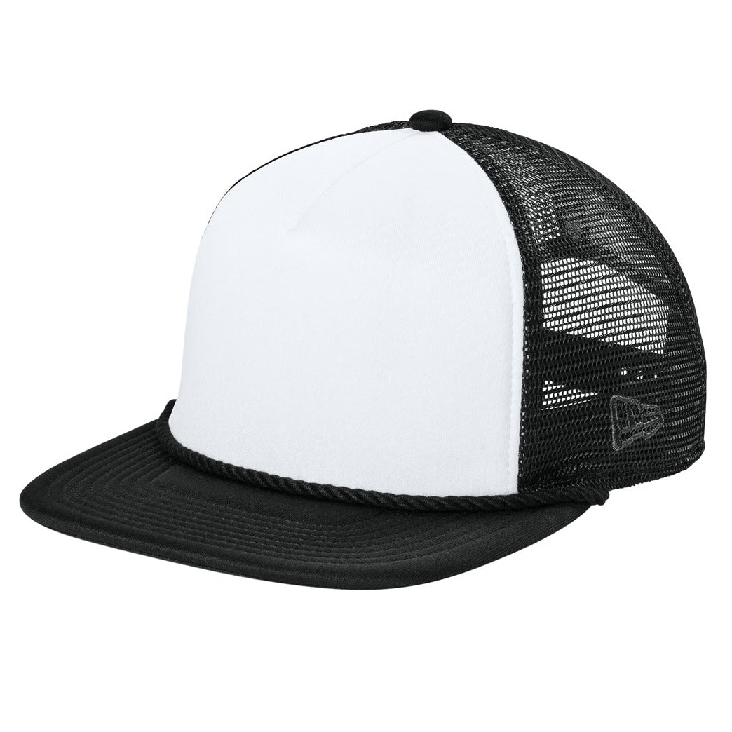 Black and white trucker cap on a white background